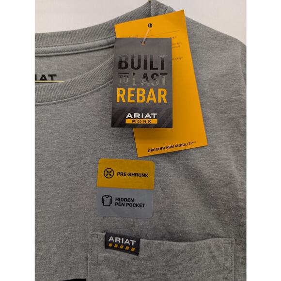NWT Ariat Rebar Cotton Strong Standard Pocket T-Shirt in Heather Grey size XL - Picture 4 of 7